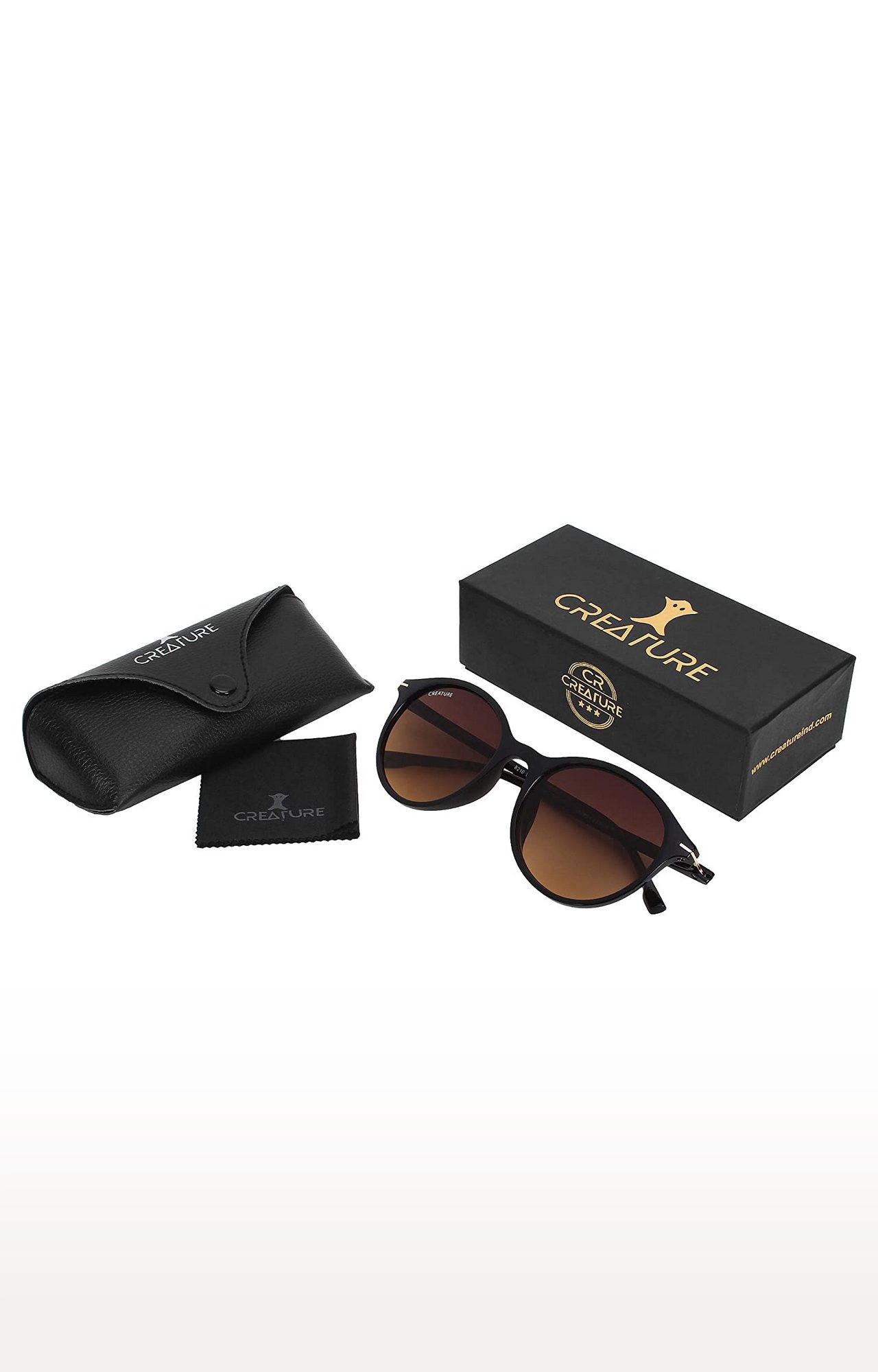 CREATURE | CREATURE Brown Matt Finish Club Master Round UV Protected Sunglasses 4