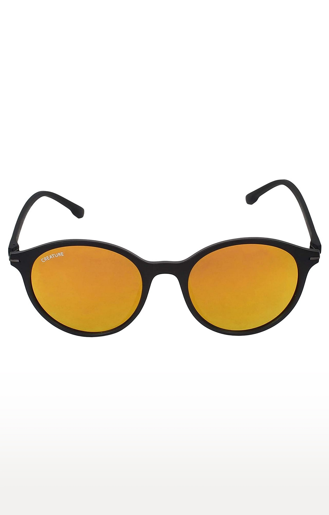 CREATURE | CREATURE Matt Finish Club Master Round UV Protected Unisex Sunglasses (Lens-Yellow|Frame-Black) 1