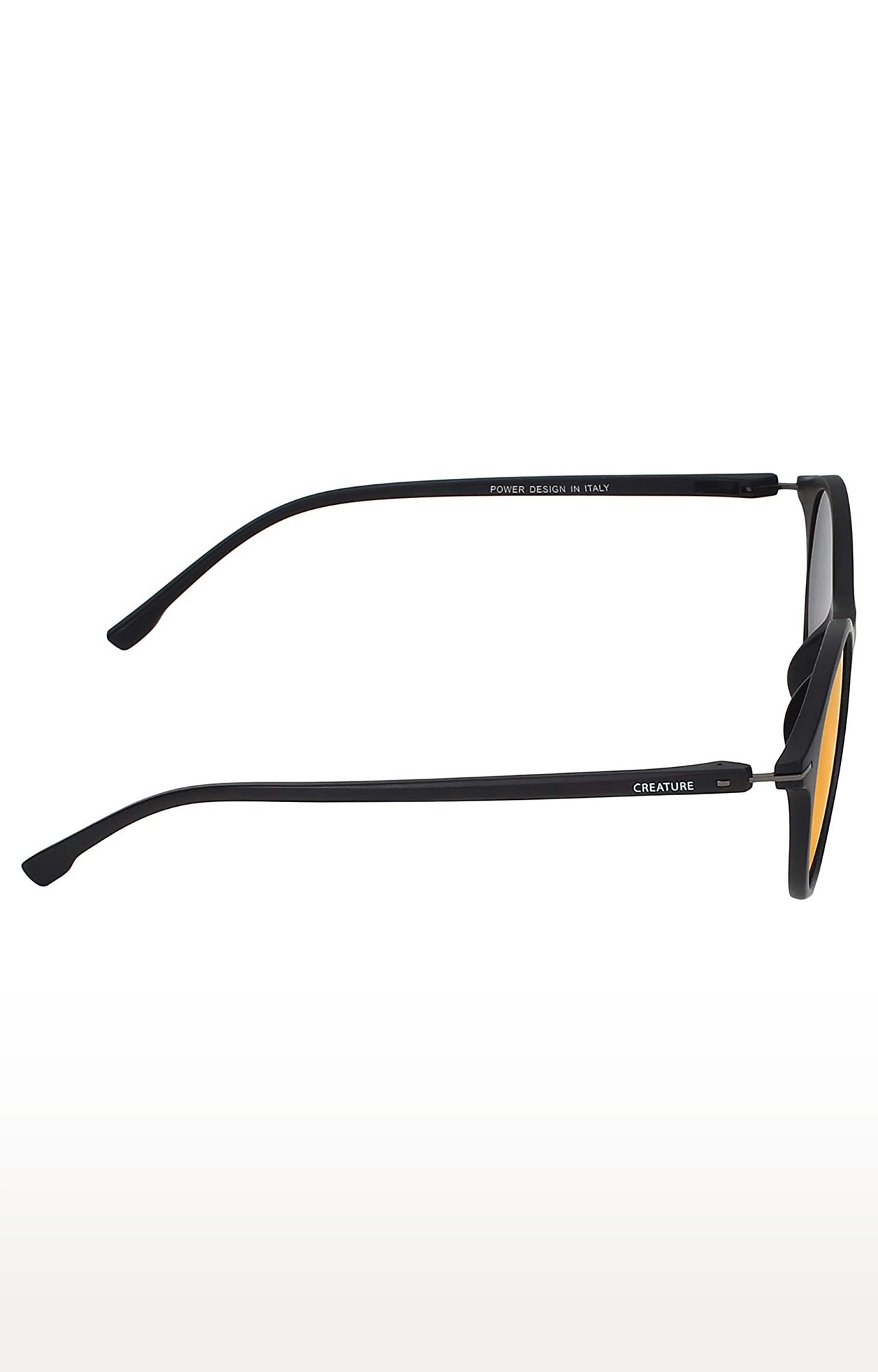 CREATURE | CREATURE Matt Finish Club Master Round UV Protected Unisex Sunglasses (Lens-Yellow|Frame-Black) 2