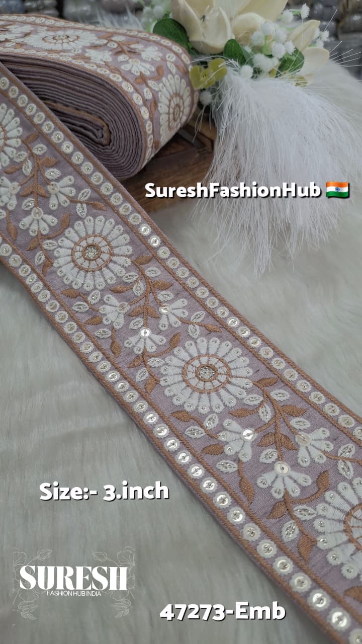 Purple Parsi Floral Embroidery Lace – 47273