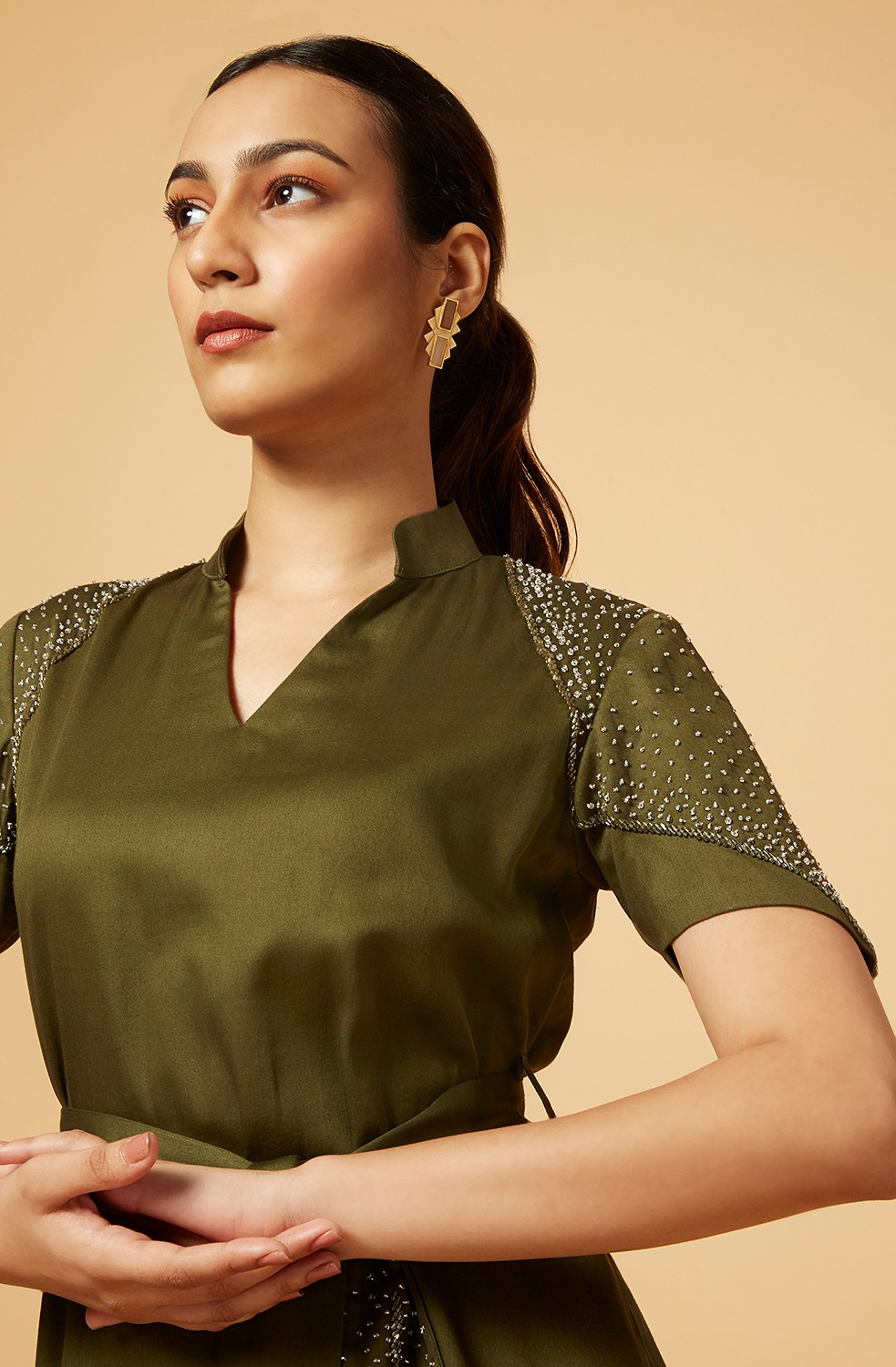 Olive green sheath dress