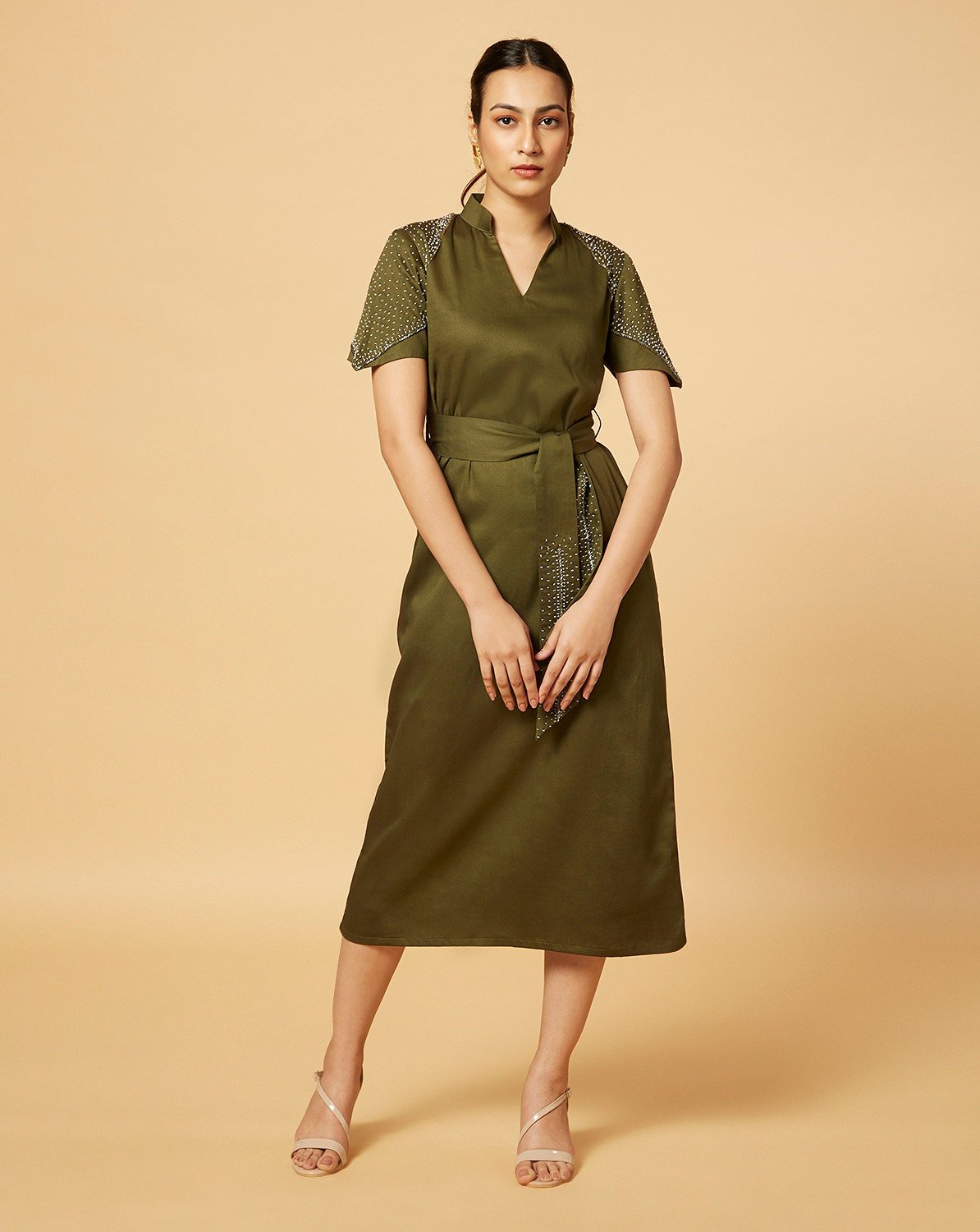 Olive green sheath dress