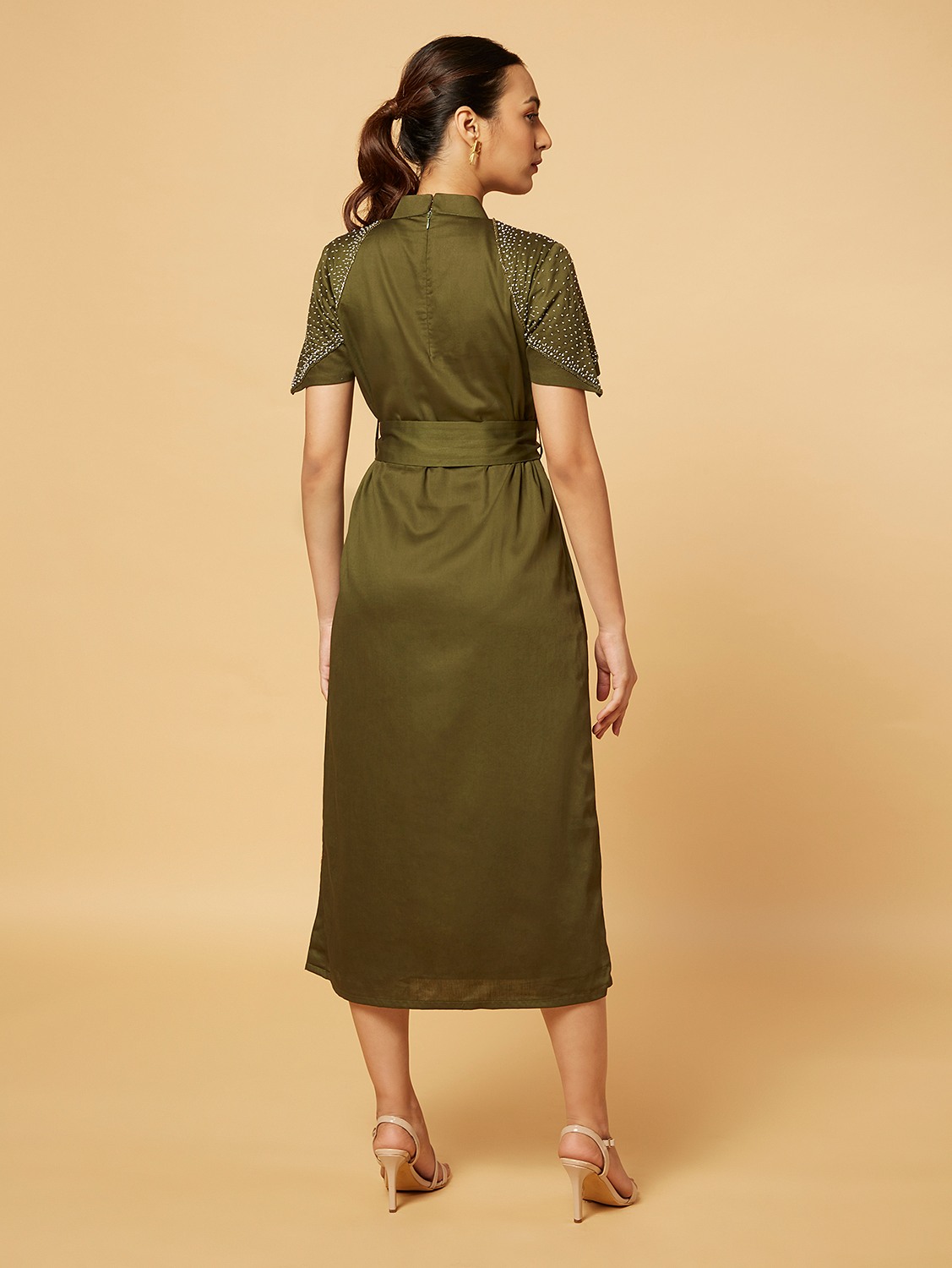 Olive green sheath dress