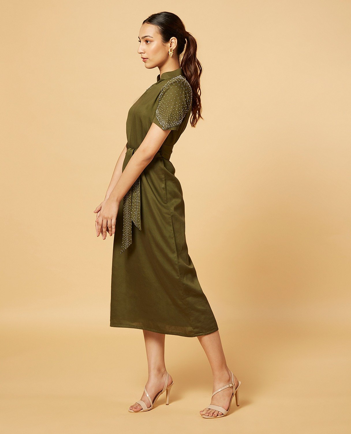 Olive green sheath dress