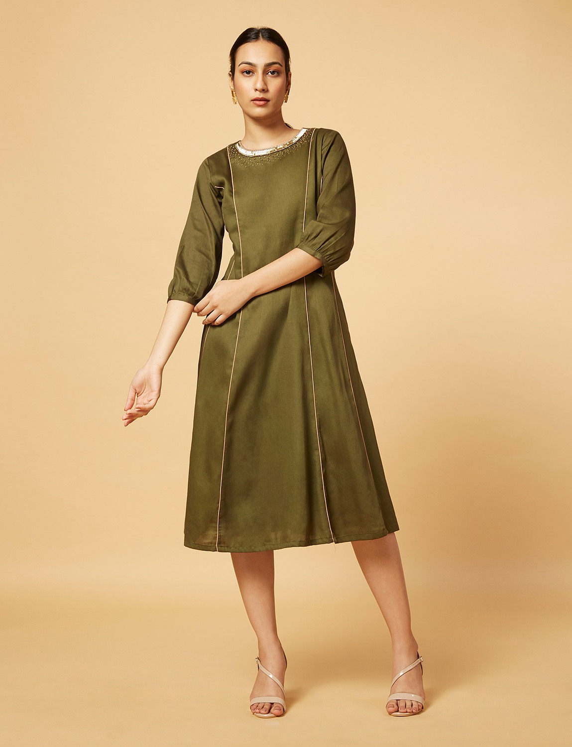 Panelled Dress with neck detail