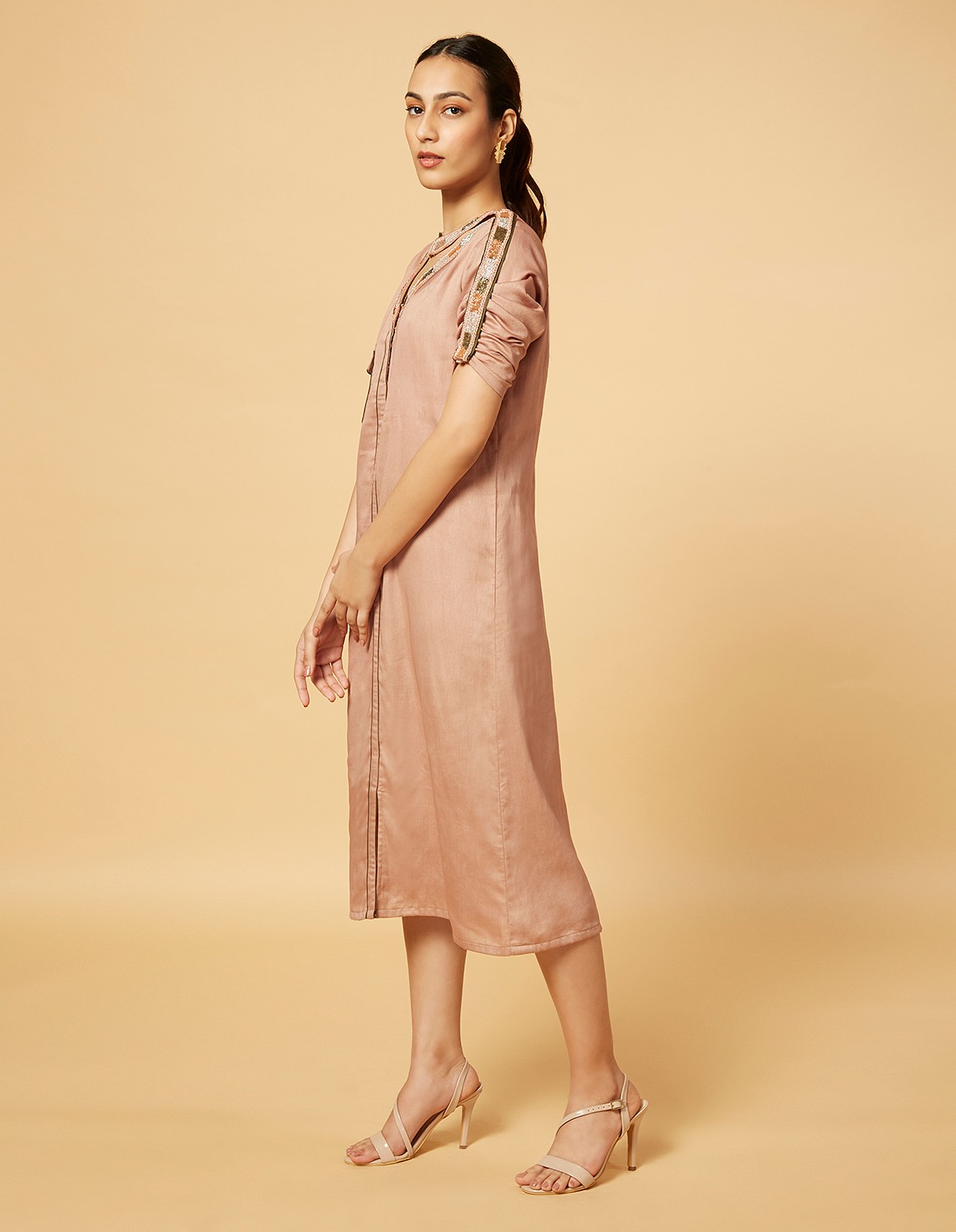 V neck shirt style dress