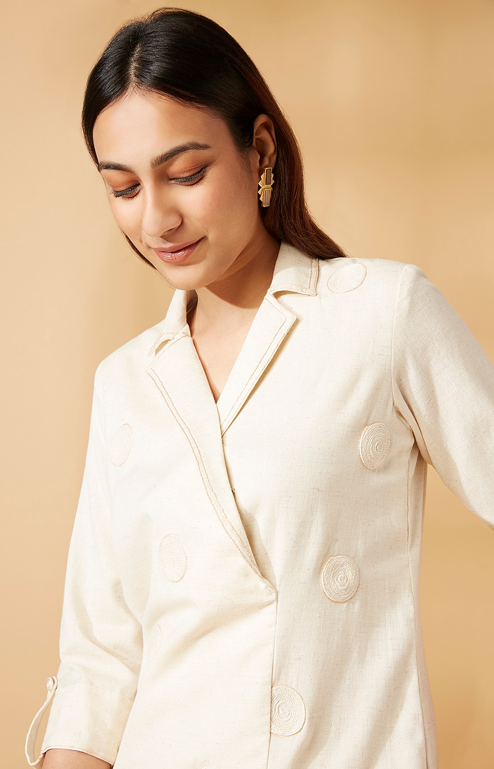 spiral embroidery blazer co ords set