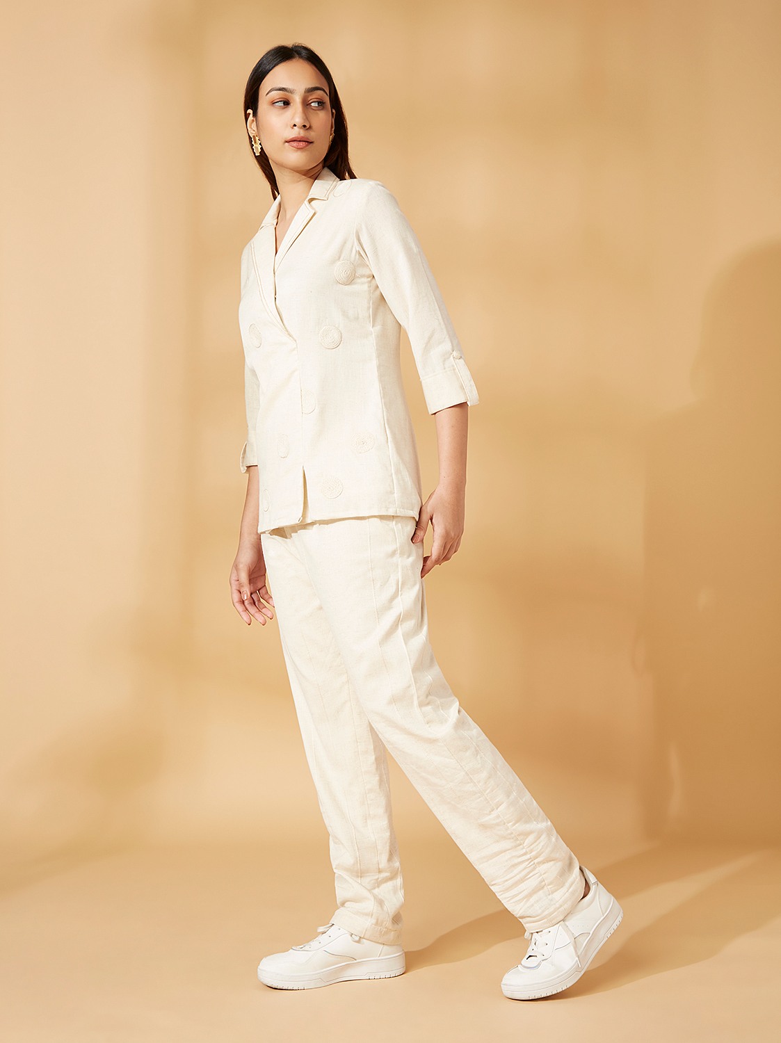 spiral embroidery blazer co ords set