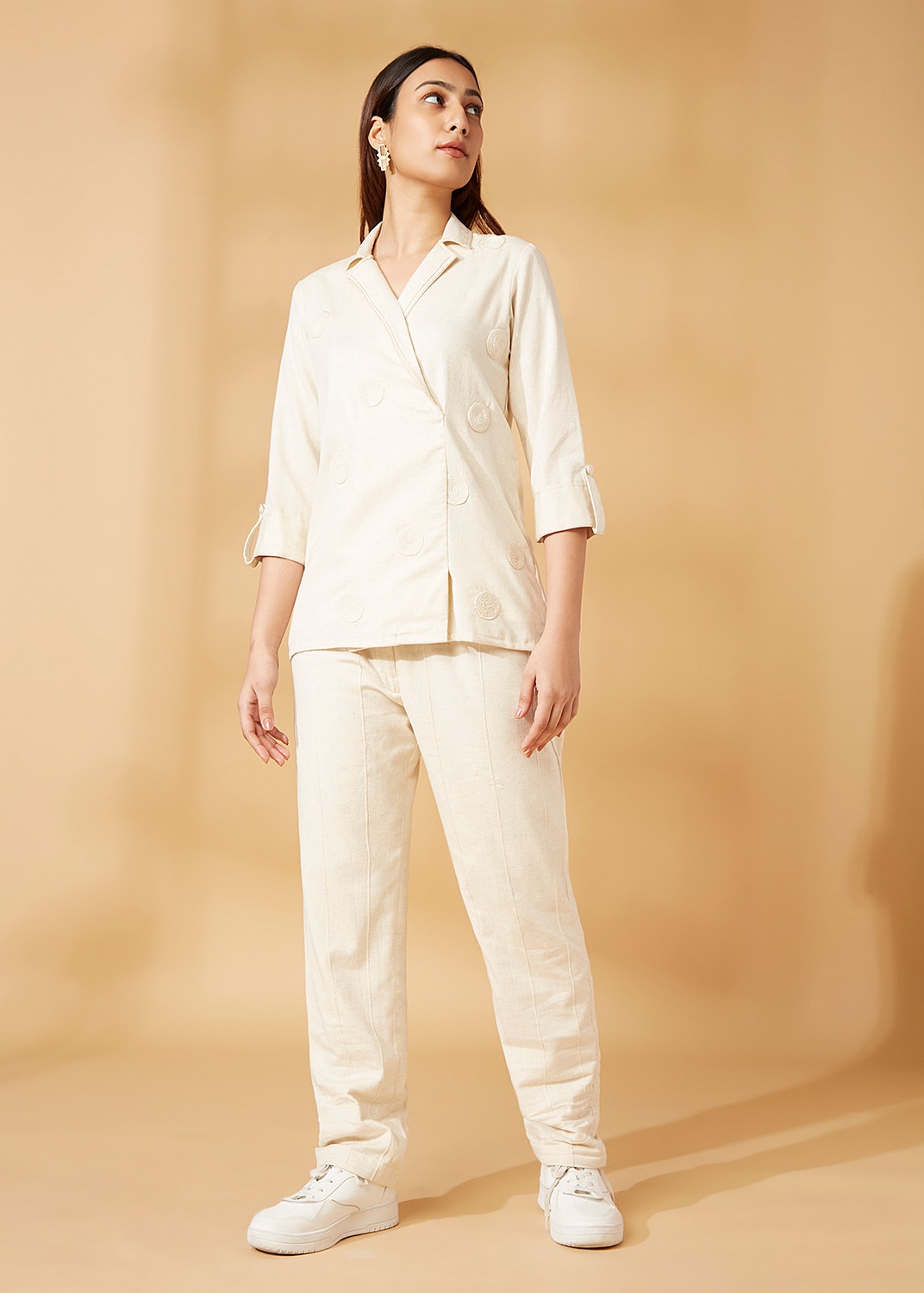 spiral embroidery blazer co ords set