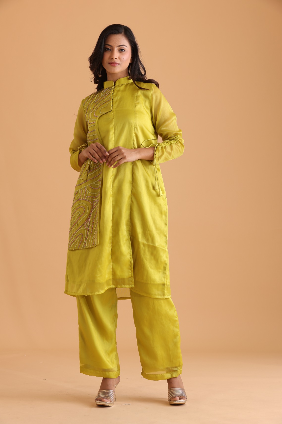 Lemon Panel Flap Kurta set
