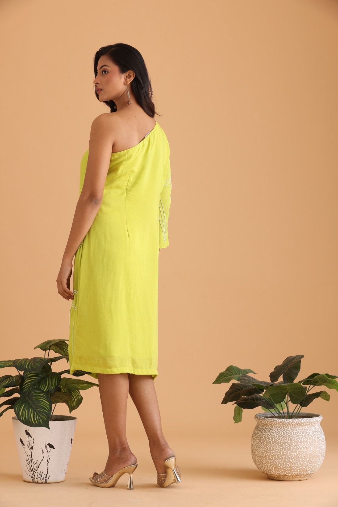 One Shoulder Embroidered Dress
