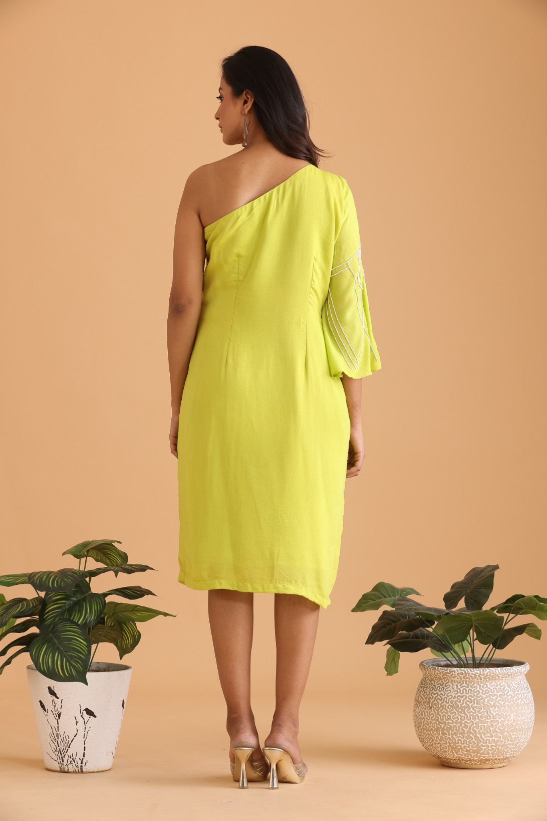 One Shoulder Embroidered Dress