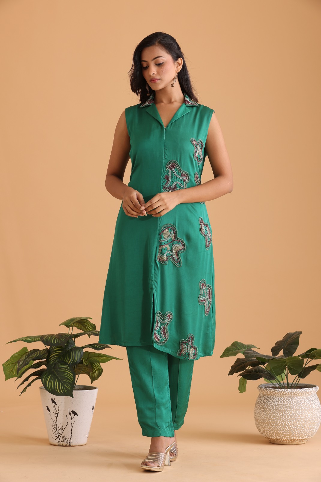 Coat collar kurta set