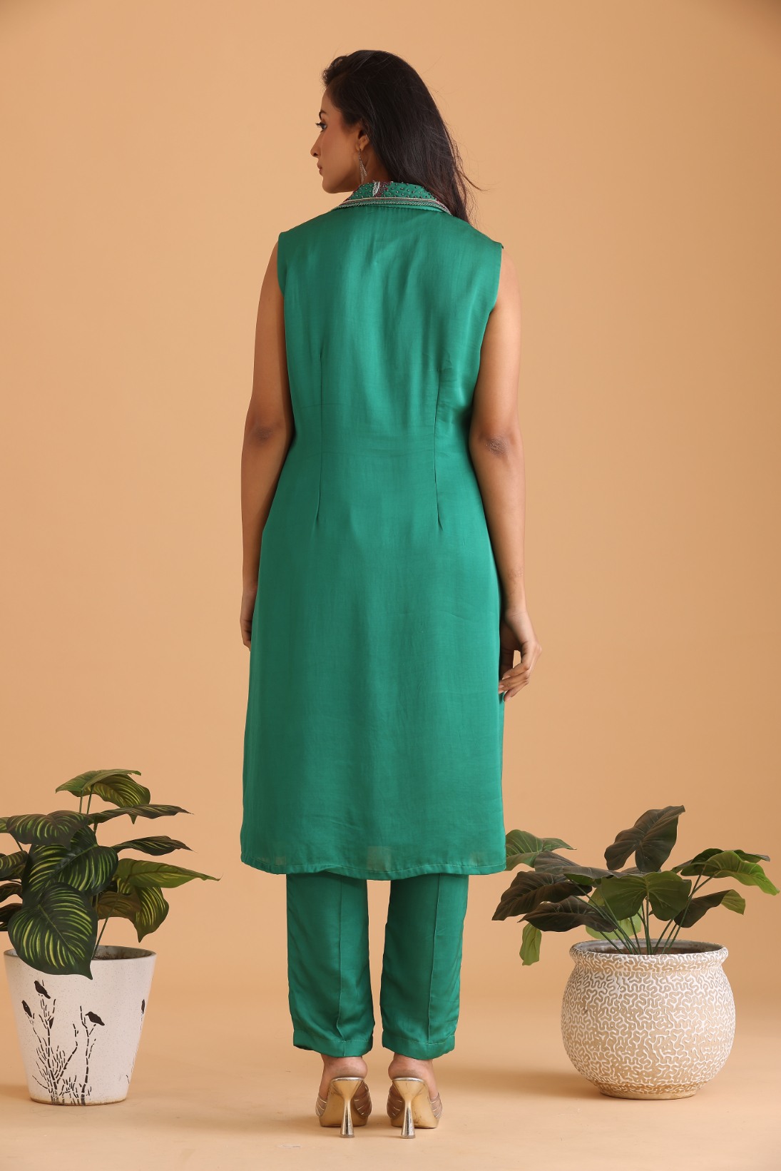 Coat collar kurta set