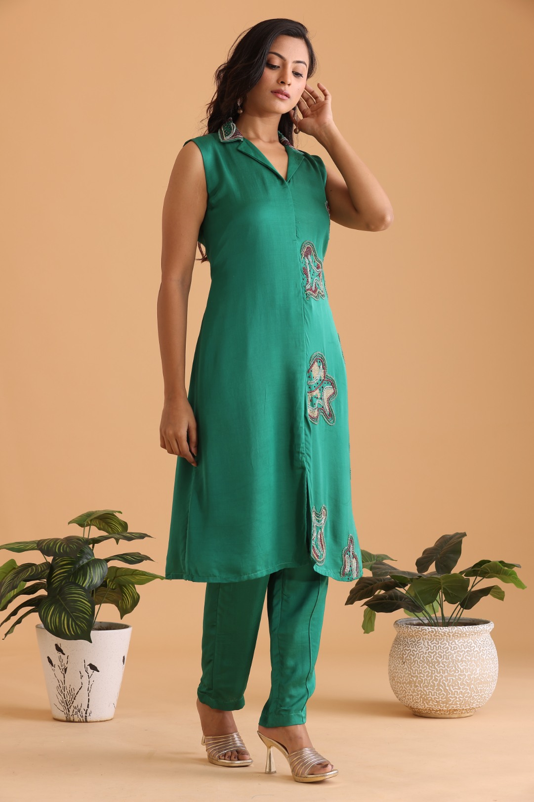 Coat collar kurta set