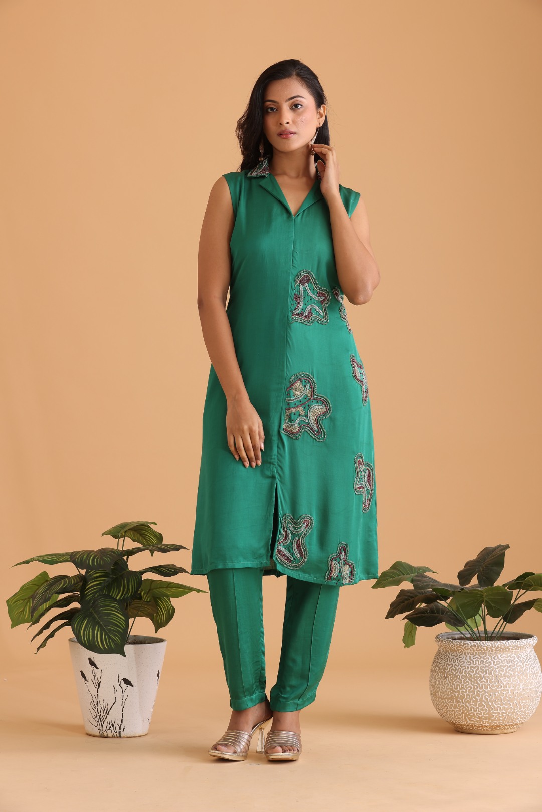 Coat collar kurta set