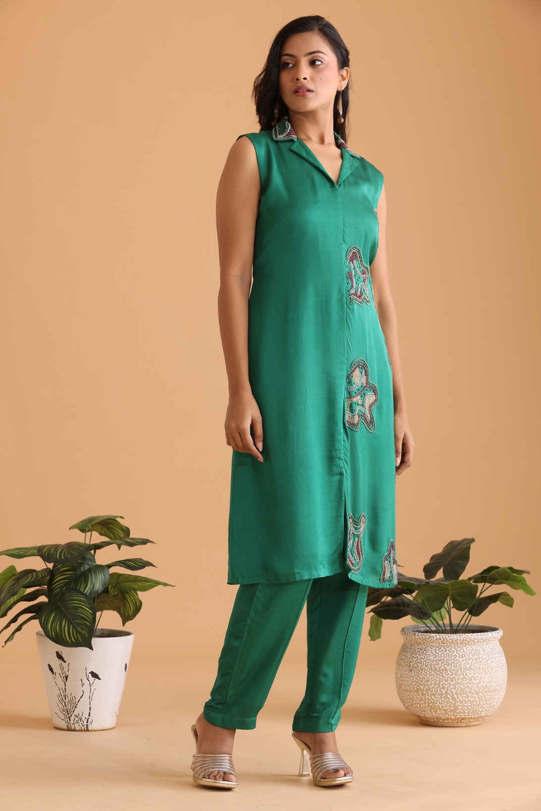 Coat collar kurta set