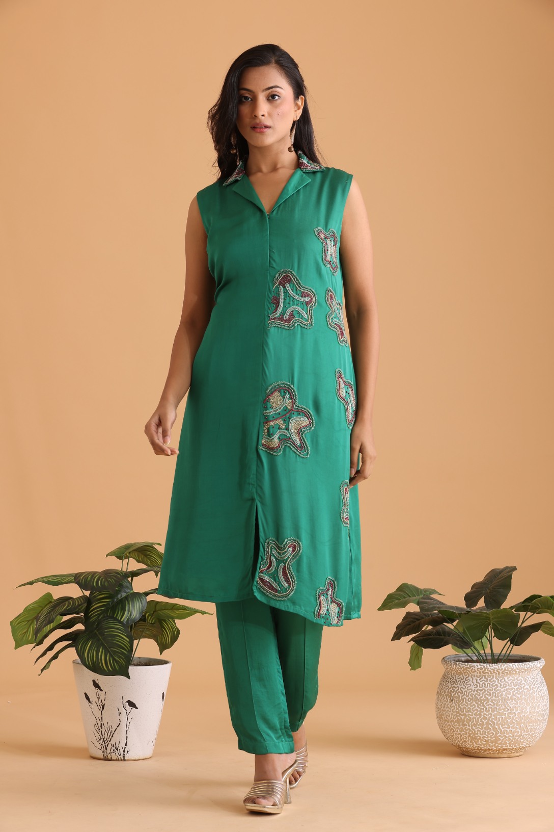 Coat collar kurta set