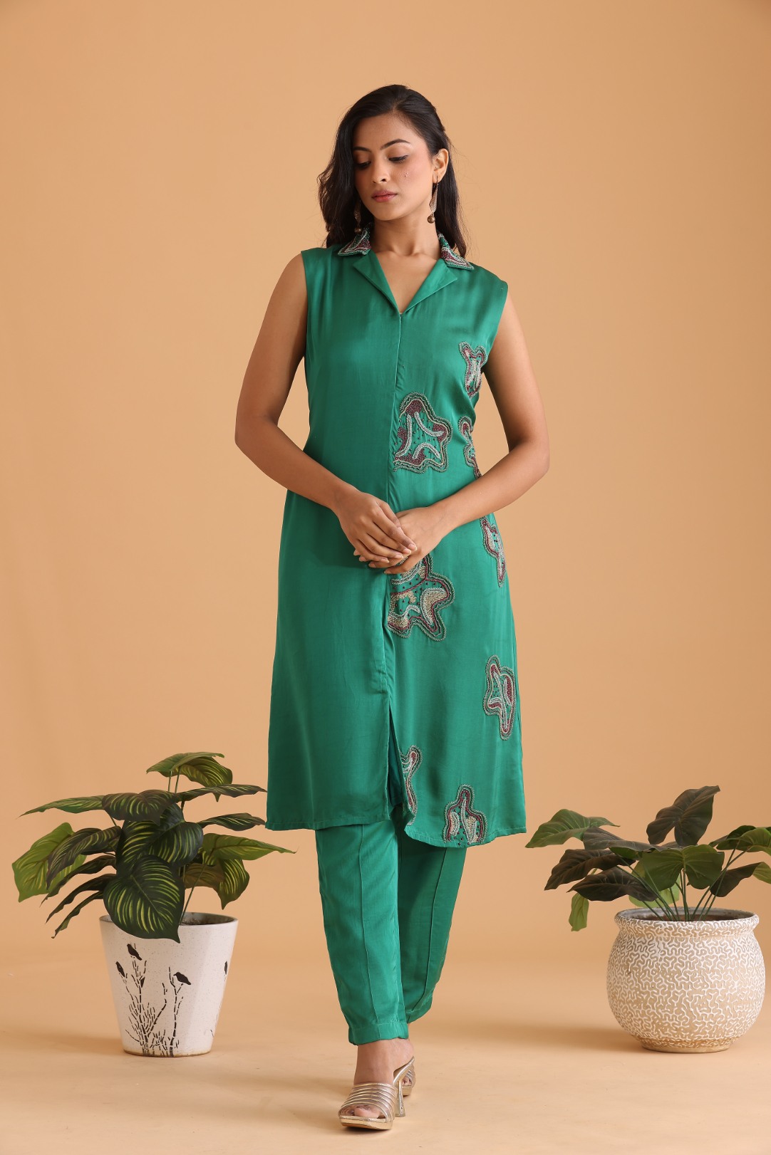 Coat collar kurta set