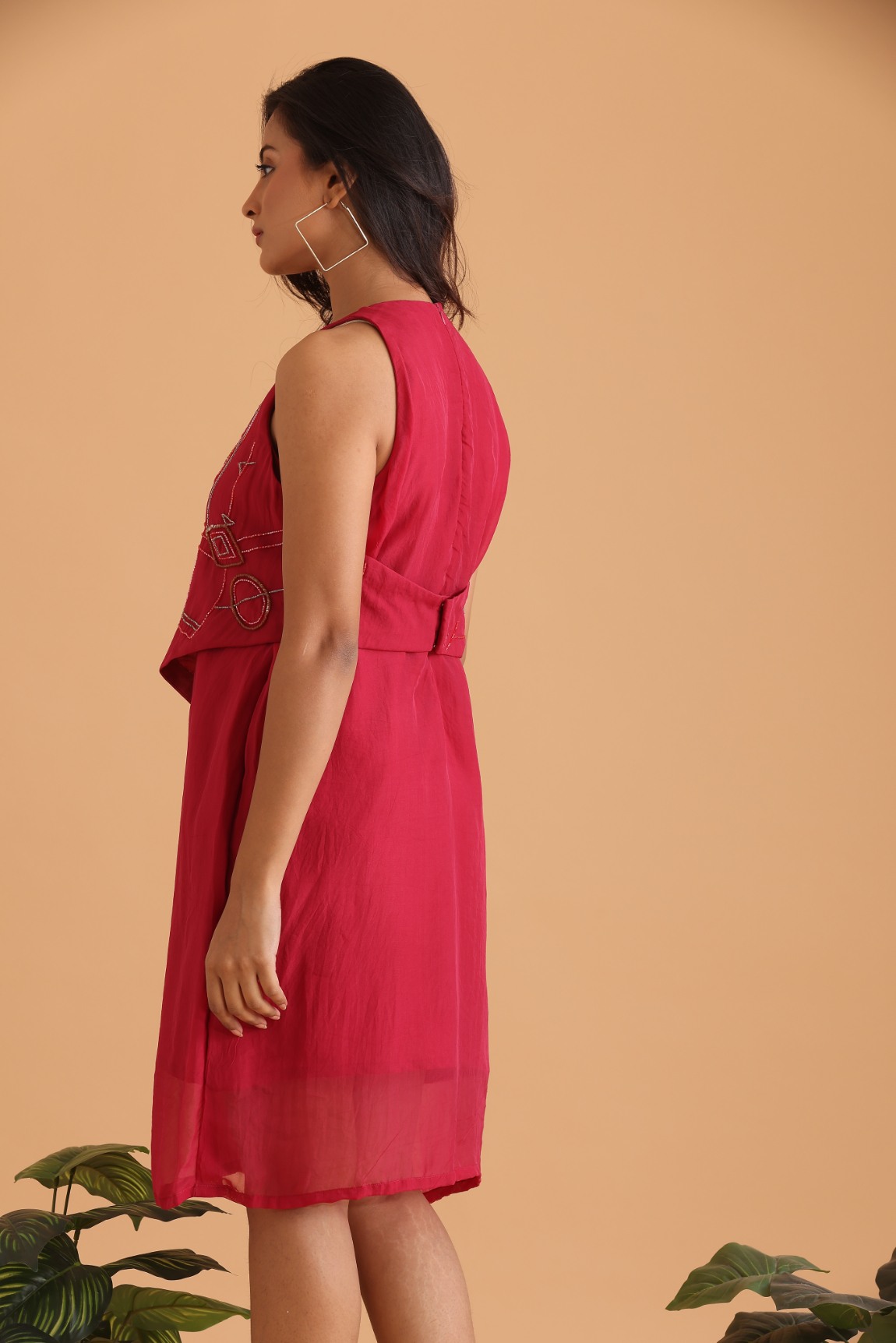 Layered short embroidered dress