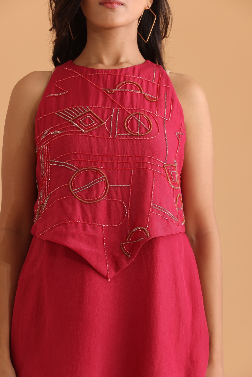 Layered short embroidered dress