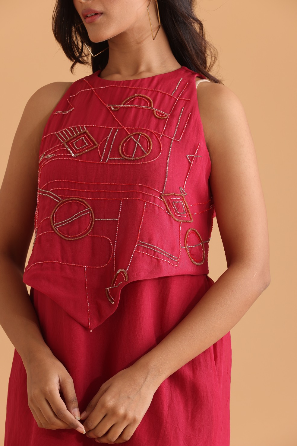 Layered short embroidered dress