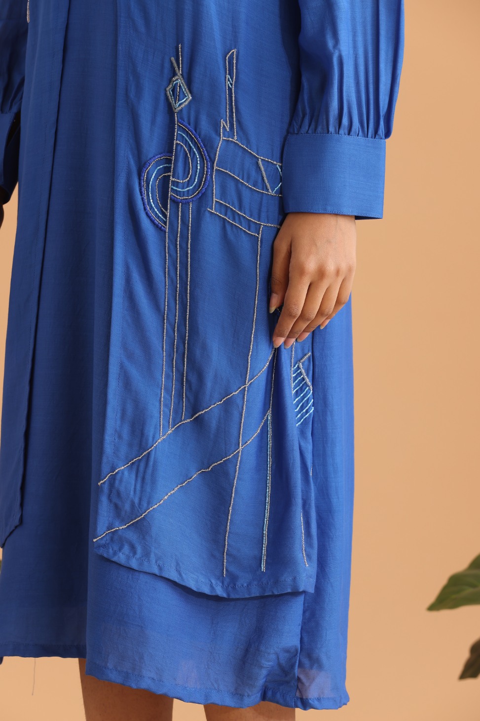 Jacket style embroidered dress
