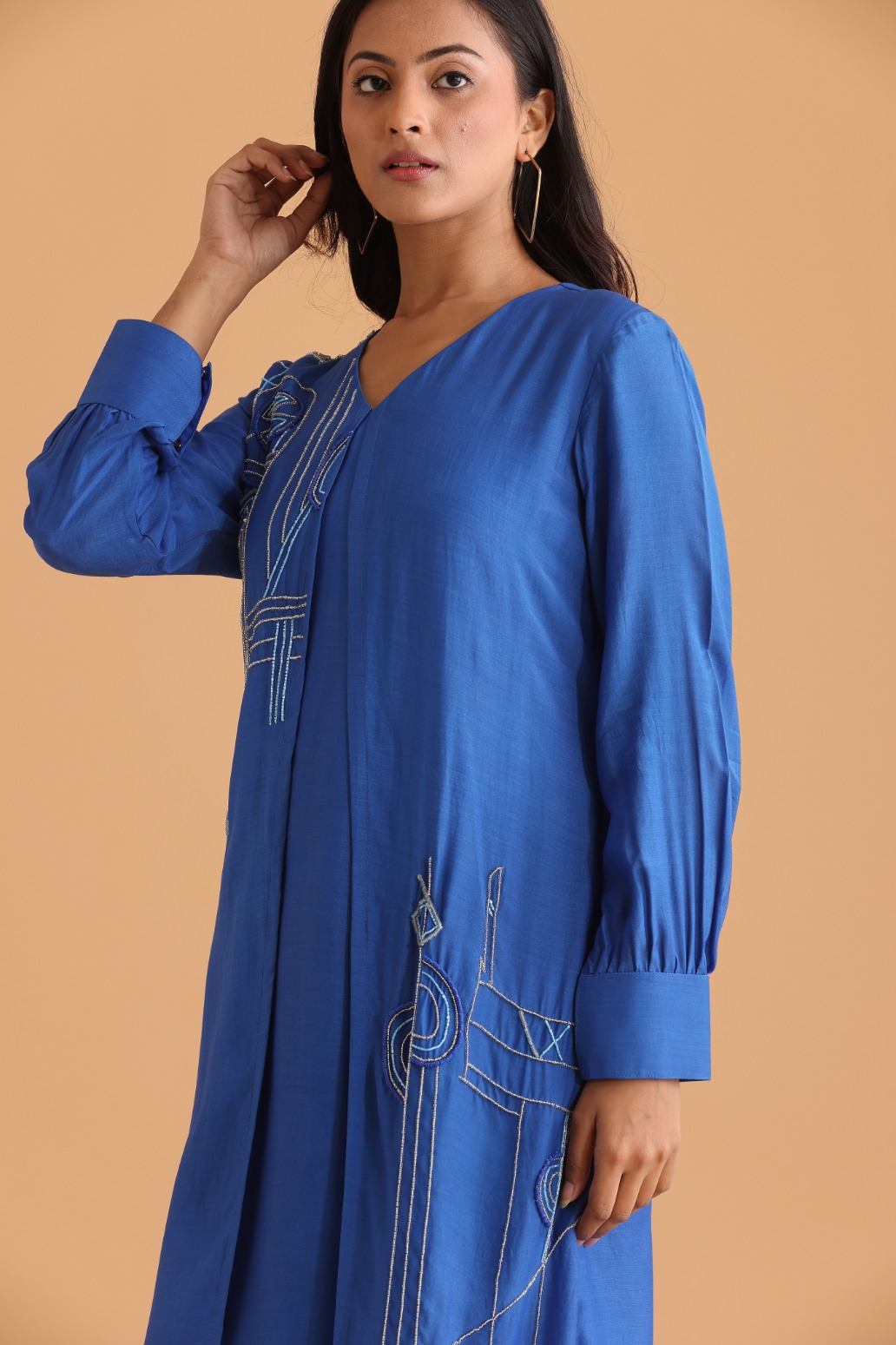 Jacket style embroidered dress