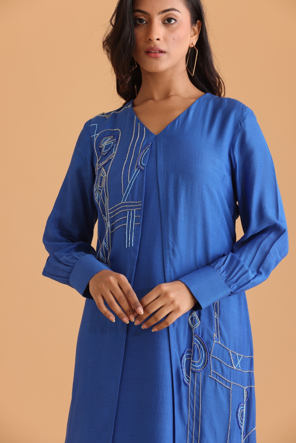 Jacket style embroidered dress