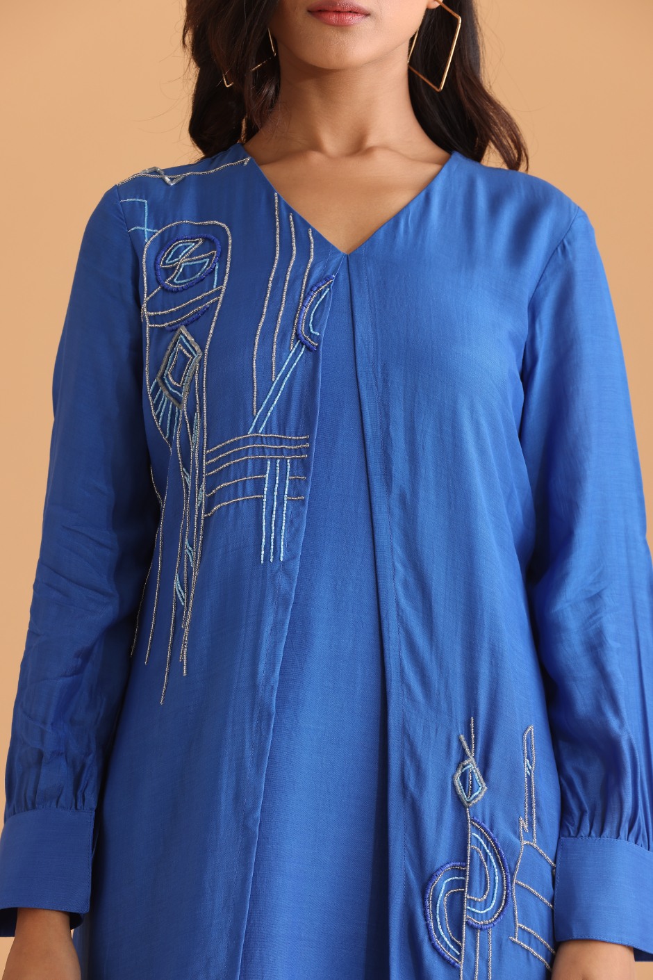 Jacket style embroidered dress
