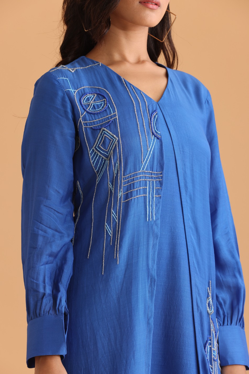 Jacket style embroidered dress