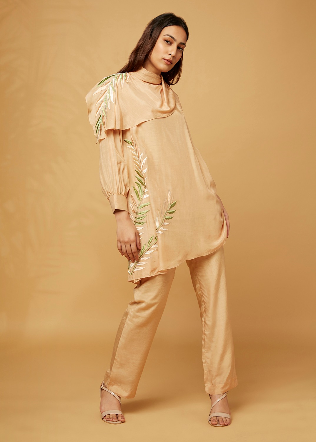Cowl Drape Beige Co-ord set