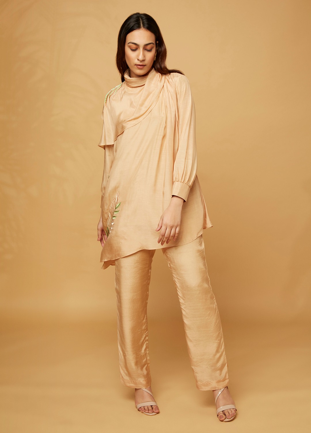 Cowl Drape Beige Co-ord set