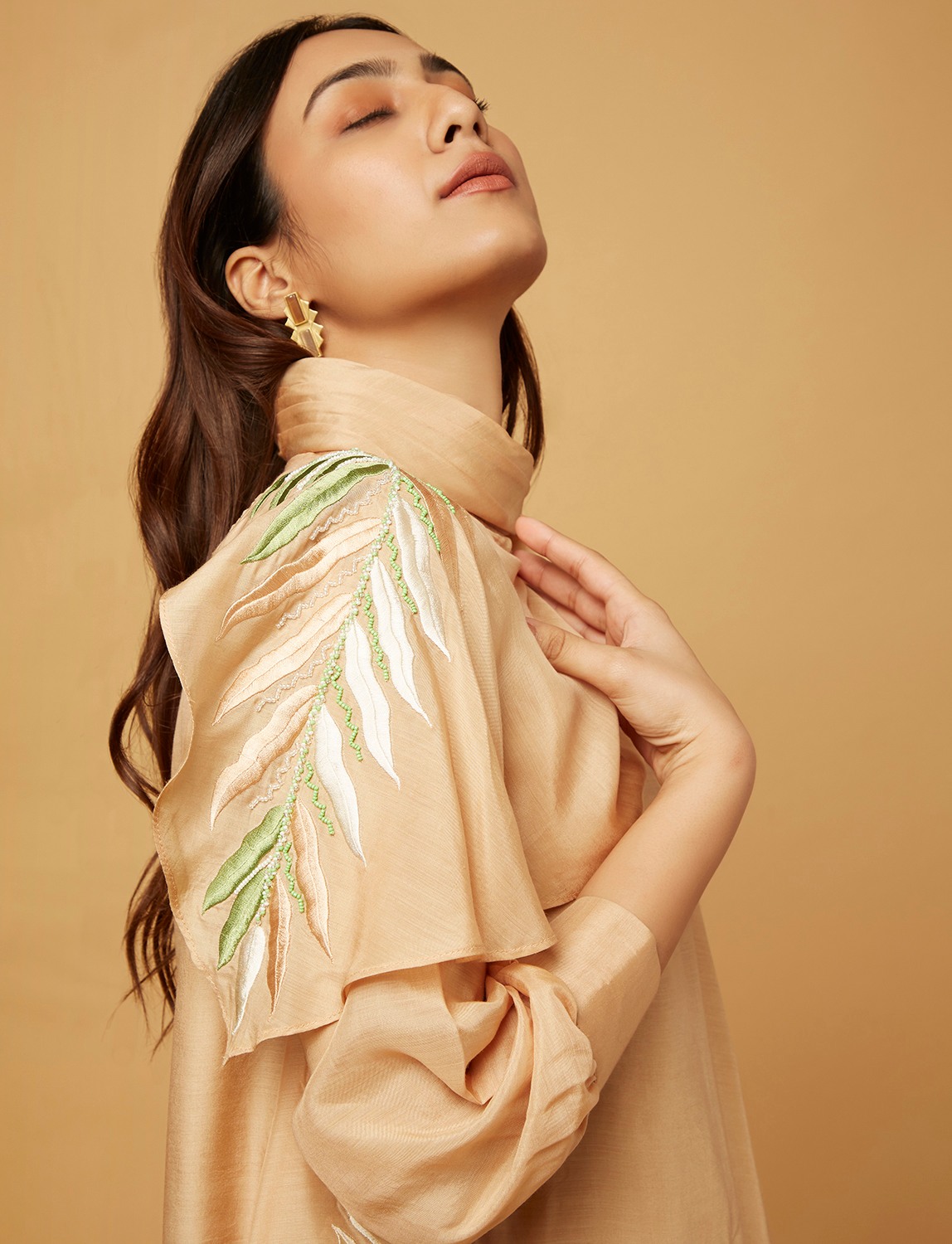 Cowl Drape Beige Co-ord set
