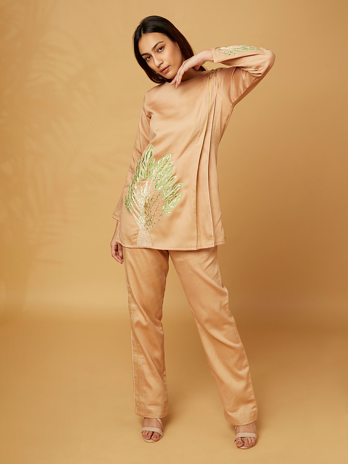 Beige co-ord set with details