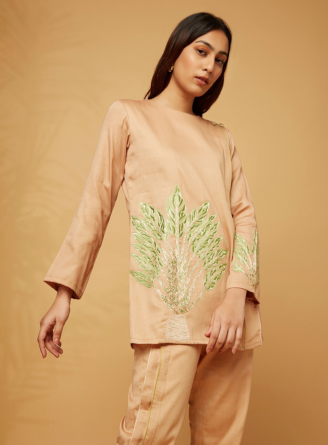 Beige co-ord set with details