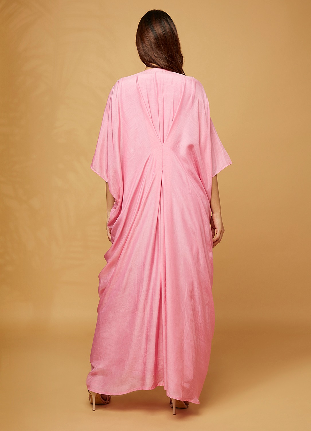 Cowl style kaftan long embroidered dress