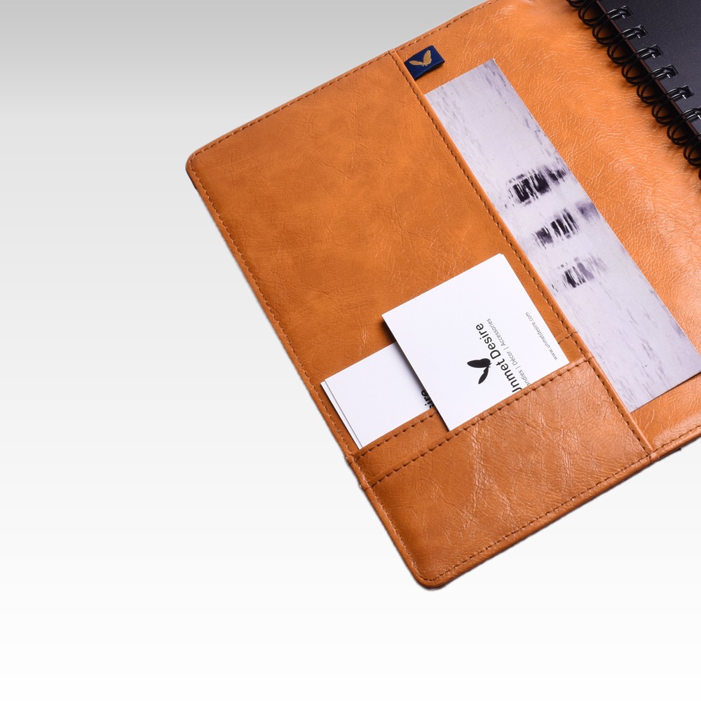A5 Personal Organizer | Fits Any A5 Size Spiral Notebook | Magnetic Strap Closure | Two Small and One Large Inside Pocket | Mochino Series | Camel