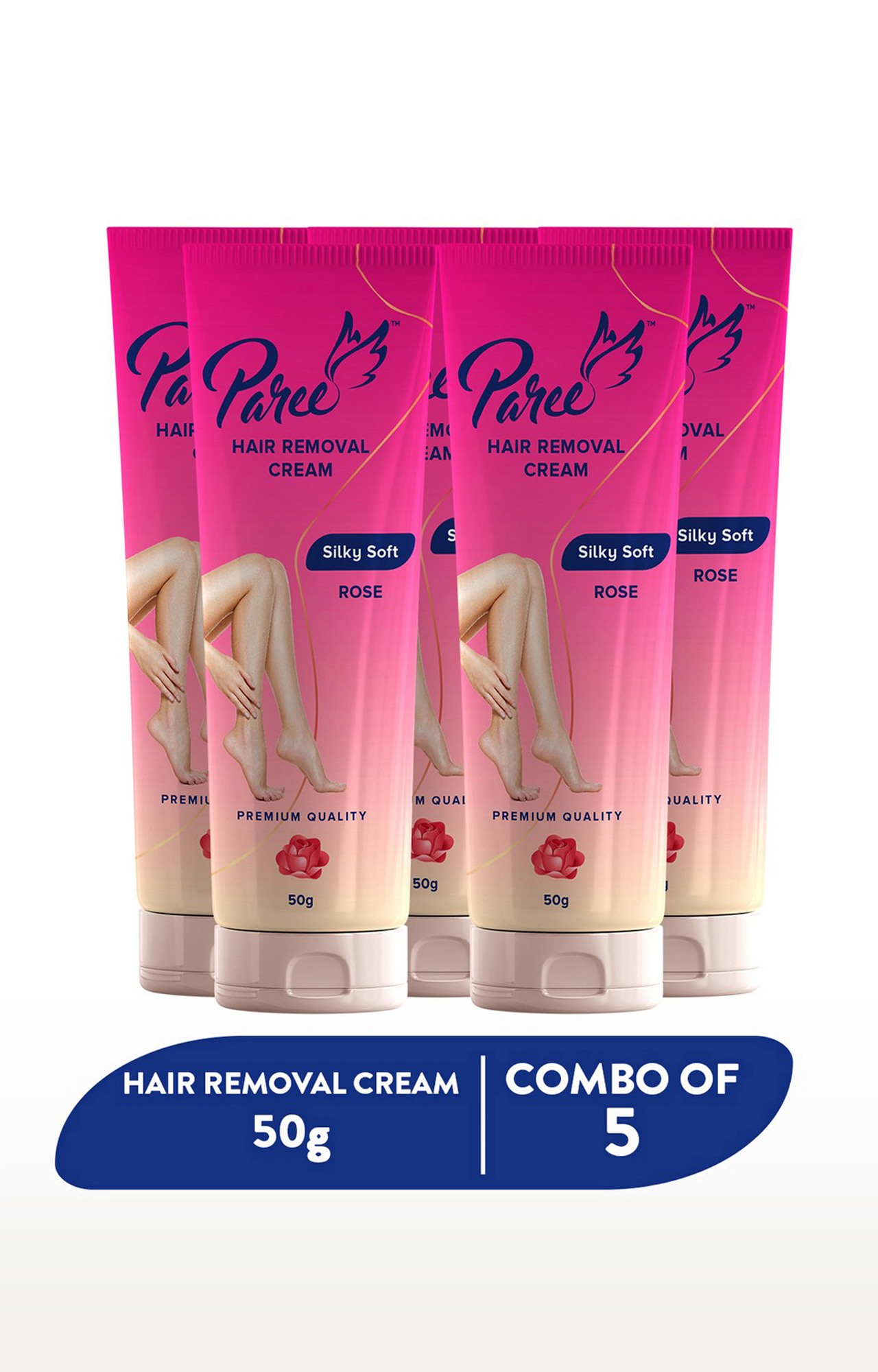 Paree Hair Removal Cream Silky Soft With Rose (50g) | For Sensitive Skin - Pack of 5
