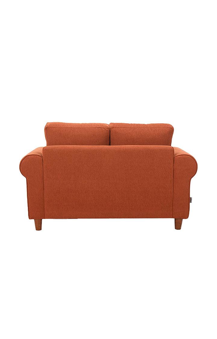 neudot Melody Sofa for Living Room |2 Persons Sofa|Premium Fabric with Padded Cushioned Armrest | Solid Wood Frame|2 Seater in Rusty Cider Orange Color