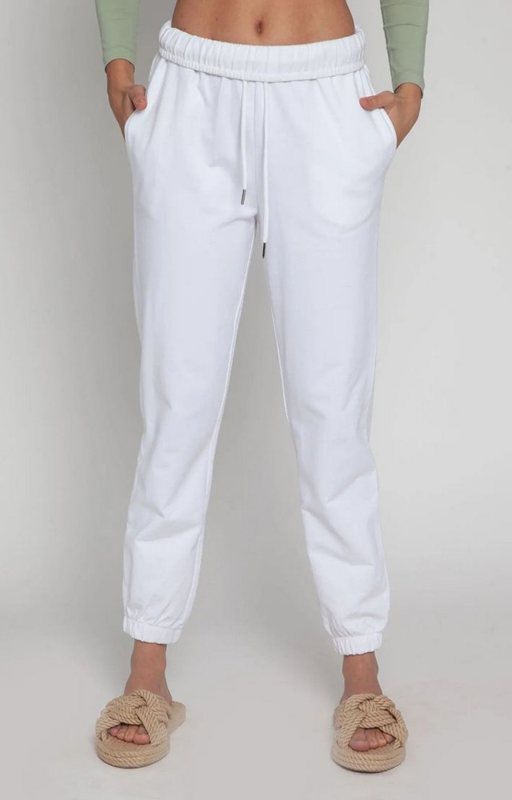 White Rolled-Up Jogger