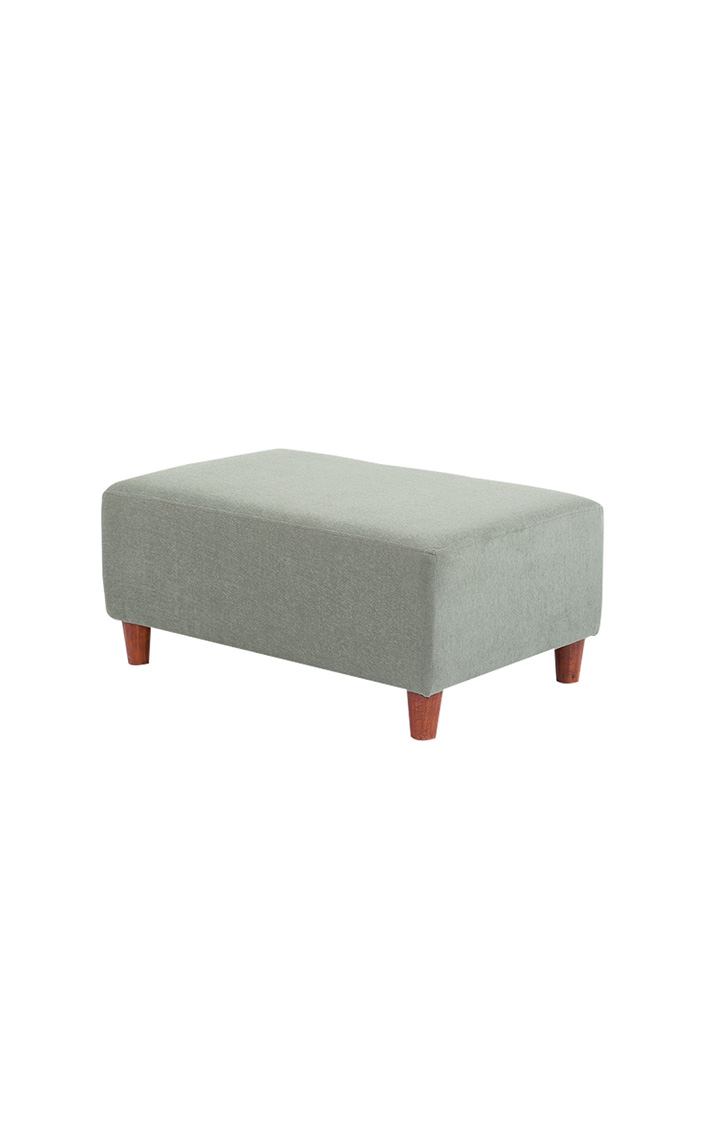 neudot Hailey Fabric Ottoman | Entry Way Stool | Wooden Legs | Misty Green Colour