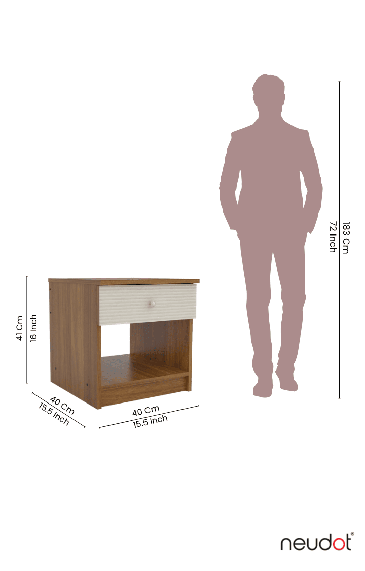 Wave Bedside Table - Leon Teak Finish