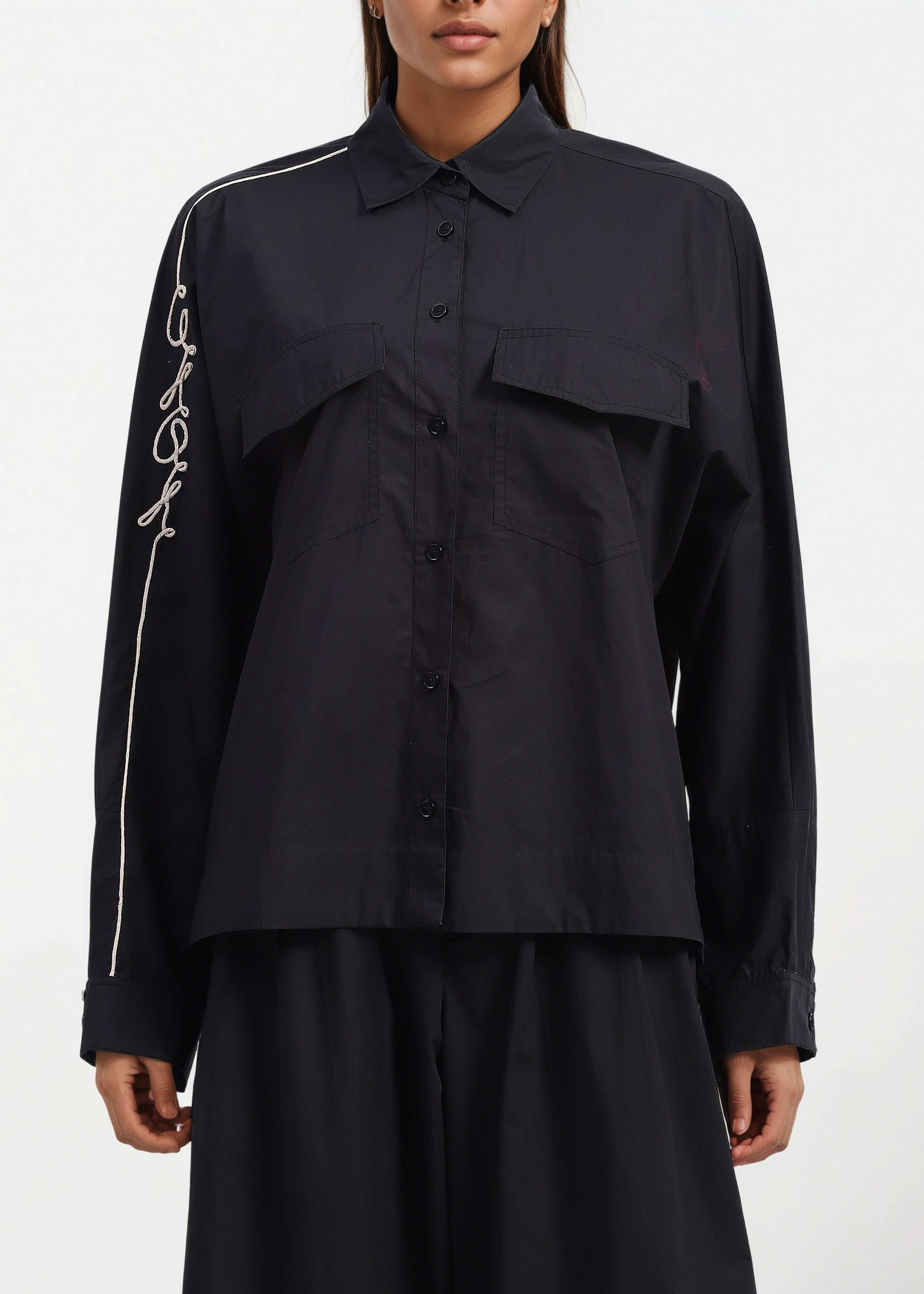 AKOK Black Cotton Shirt and Trouser Co-ords