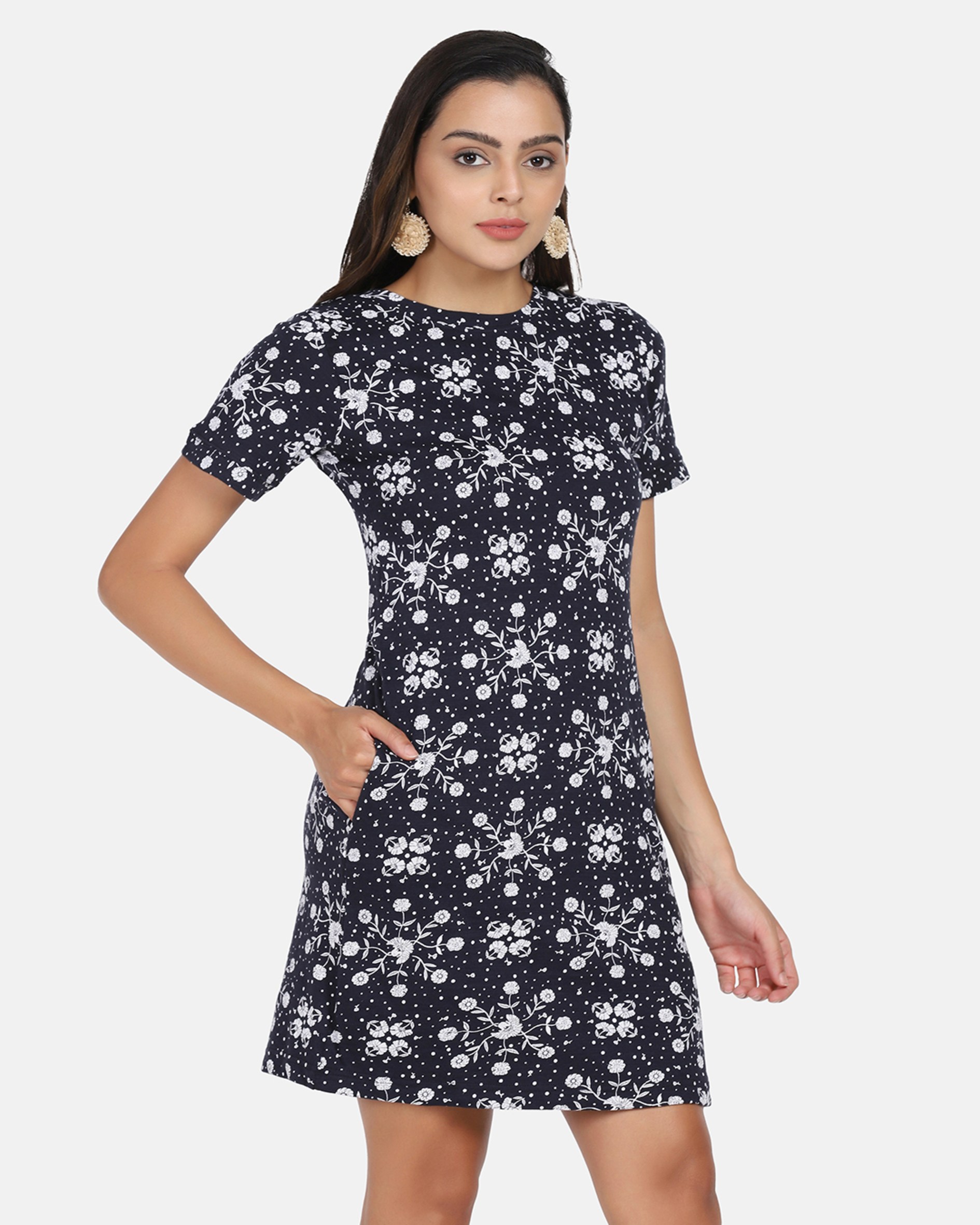 Black & White Printed Short Dress