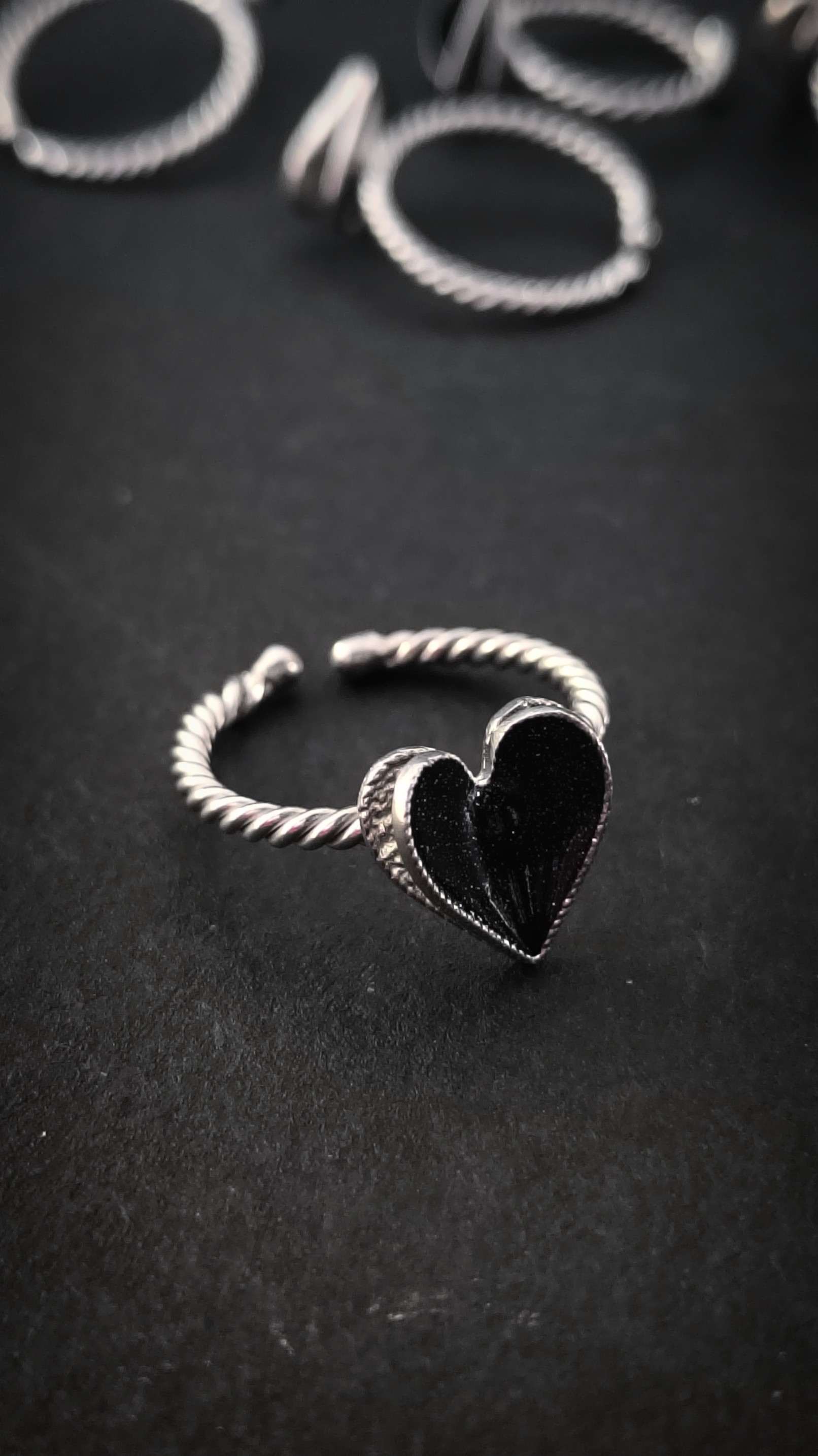 Bedecked Smoked Heart Ring