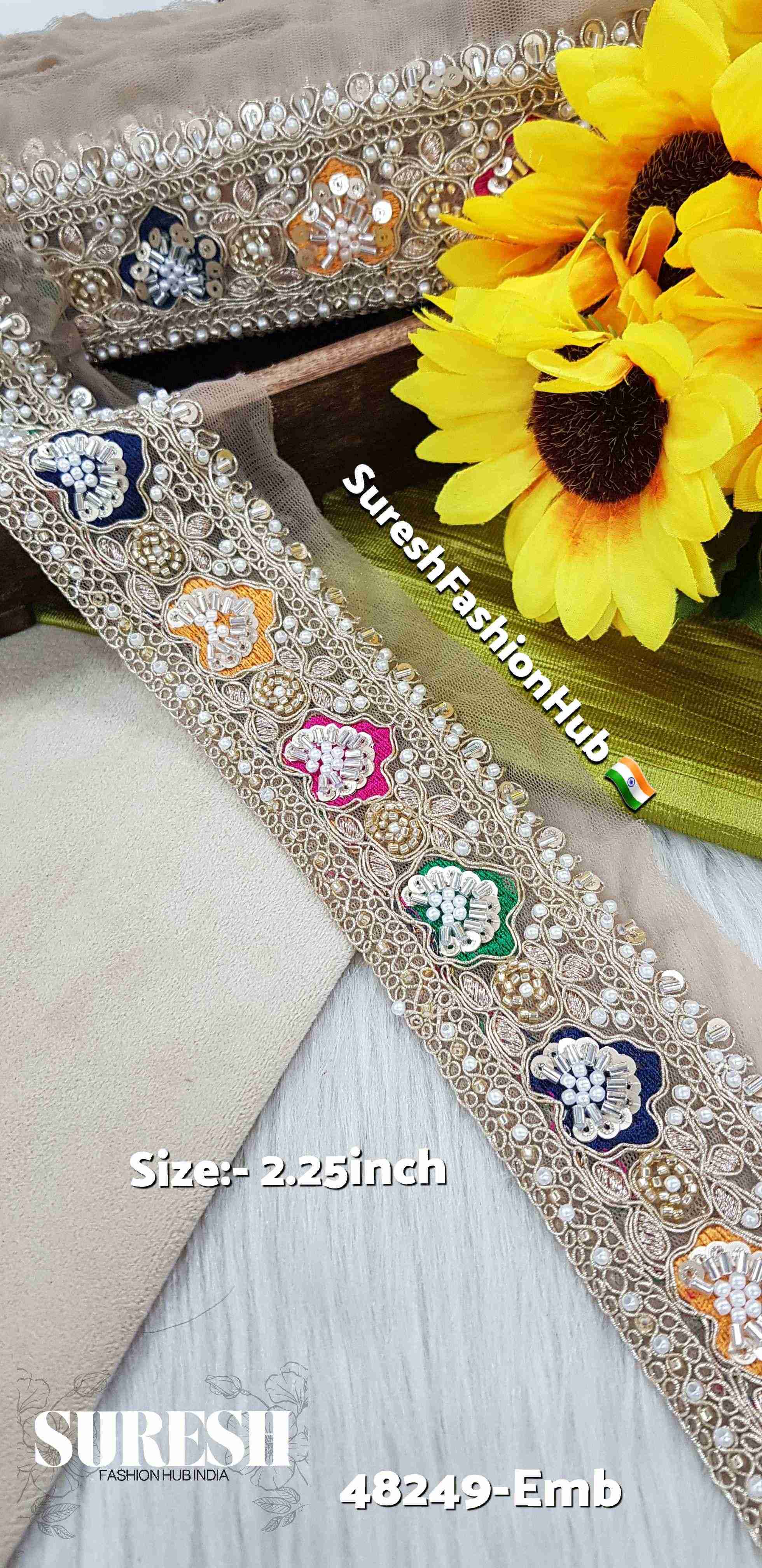 Beige Net Royal Embroidered Scallop Lace