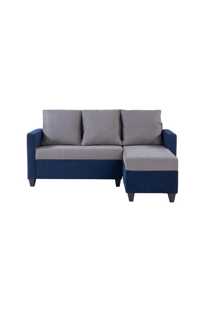 neudot Saya LHS Sectional Sofa for Living Room |4 Person Sofa| Premium Fabric with Cushioned Armrest | 12 Months Warranty| Solid Wood Frame| 4 Seater in Saya Duo Blue Color DIY(Do-It-Yourself)