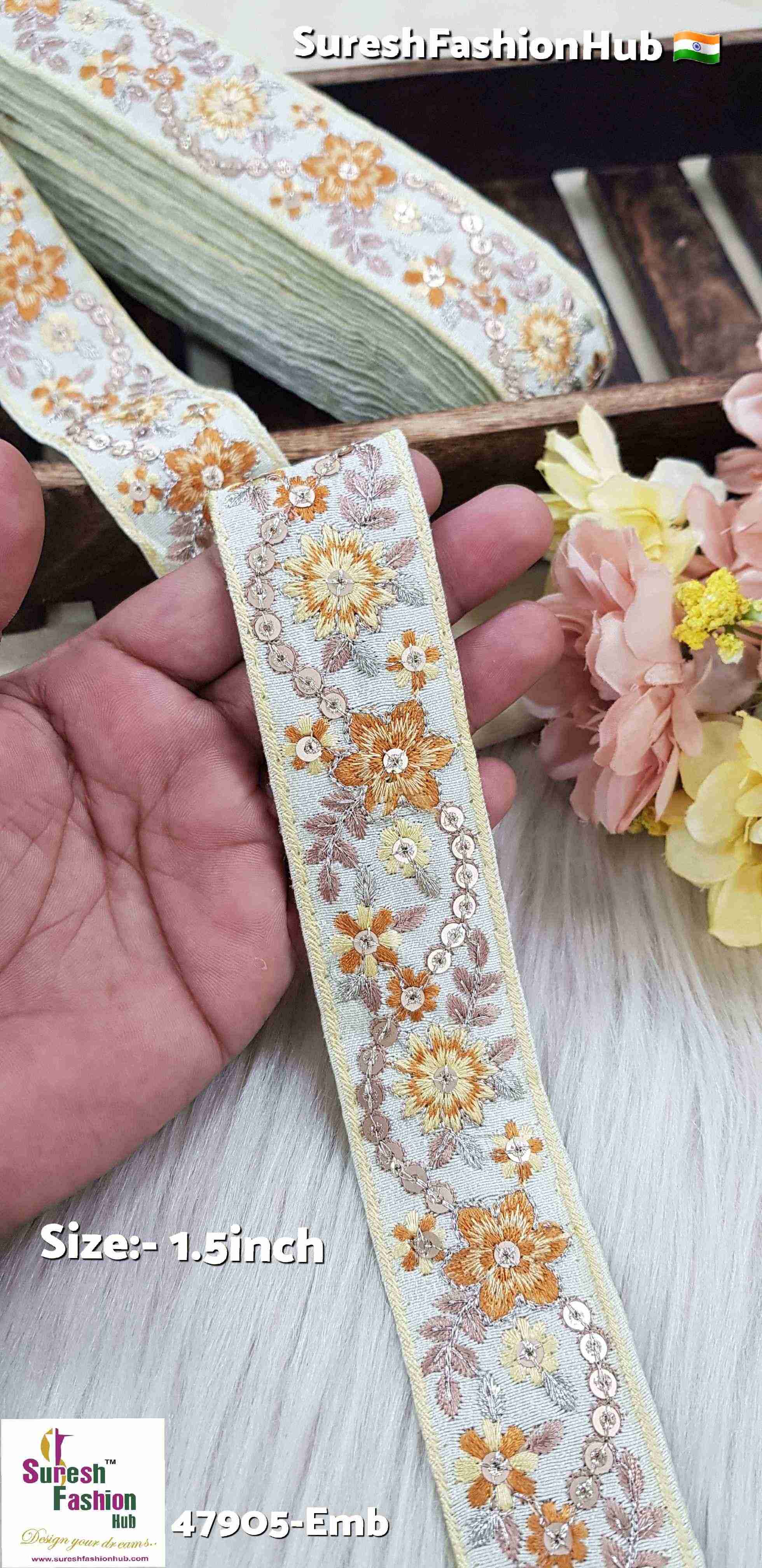 Light Lemon Glitter Bloom Floral Embroidery Lace