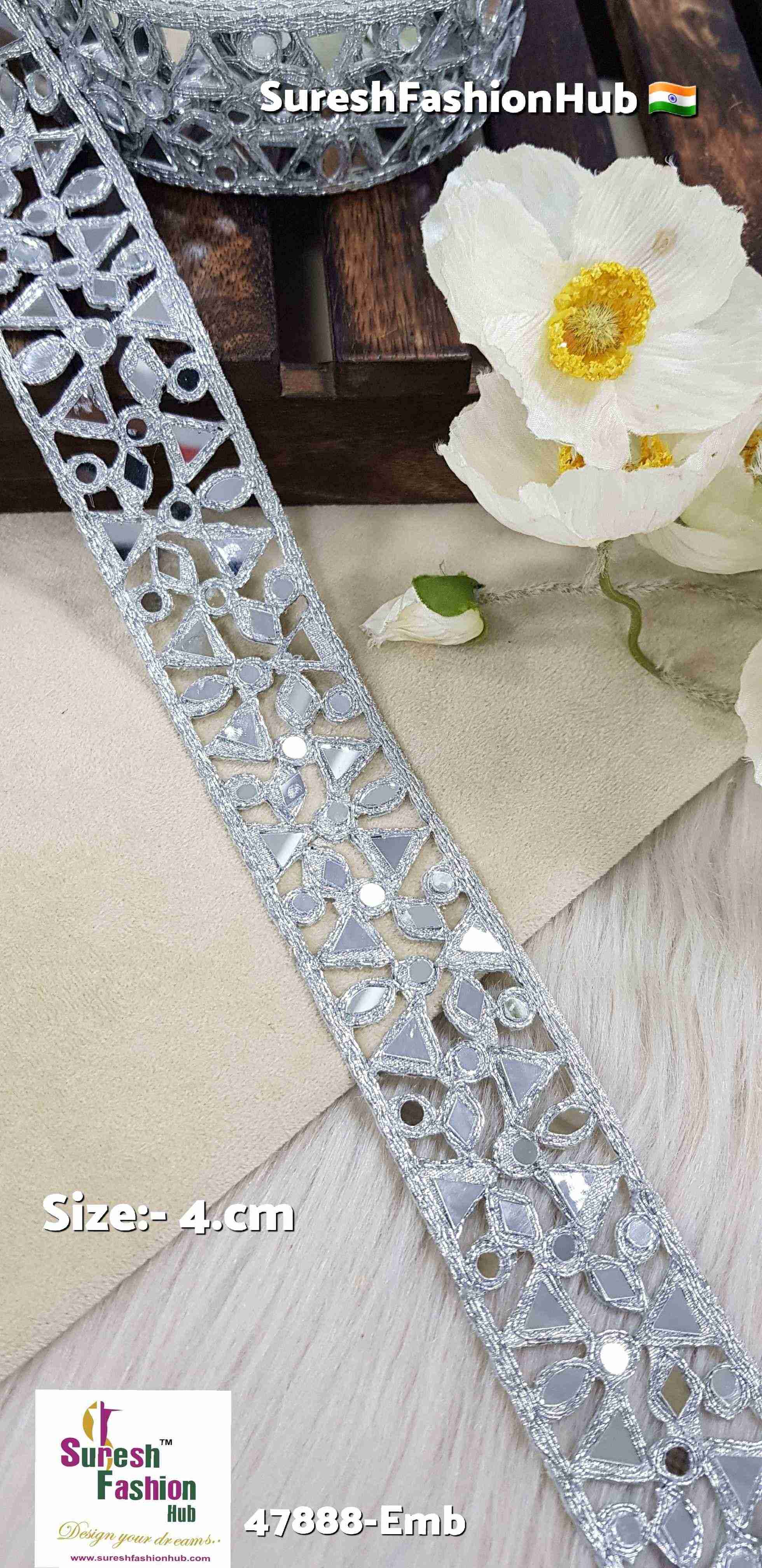 Silver Sparkle Bloom Mirror Lace – 47888-Emb